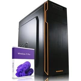 Greed GREED® Basic PC mit Intel Celeron G5905 - Schneller Rechner + Computer für Büro & Home Office mit 3,7 GHZ, 8GB RAM 512GB SSD - DVD+RW - USB3.0 - WLAN, inkl. Windows 11 Pro