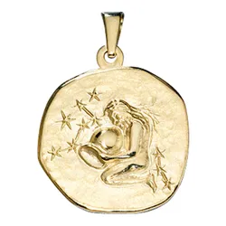 Sternzeichen-Anhänger JOBO "Sternzeichen Wassermann", gold (gelbgold 333), Schmuckanhänger, Damen, Gelbgold 333, 333 Gold