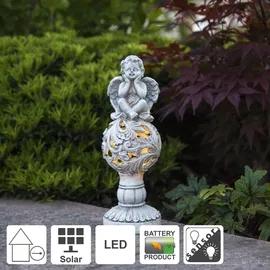 StarTrading LED Solar Gartenfigur Engel grau H: 27cm 6 Stunden Leuchtdauer