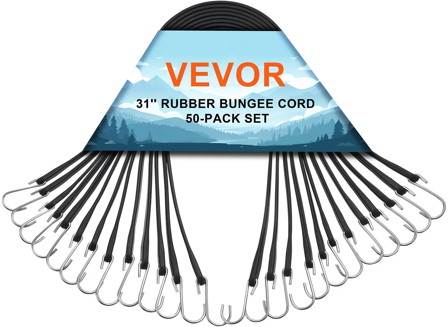 VEVOR Spanngummi mit Haken Spannseil Gepäckgummi Expander Fahrrad 50-teilig 81cm