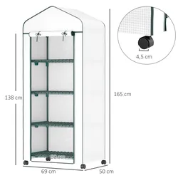 Outsunny - Gewächshaus - 69Lx50Wx165Hcm - Weiß