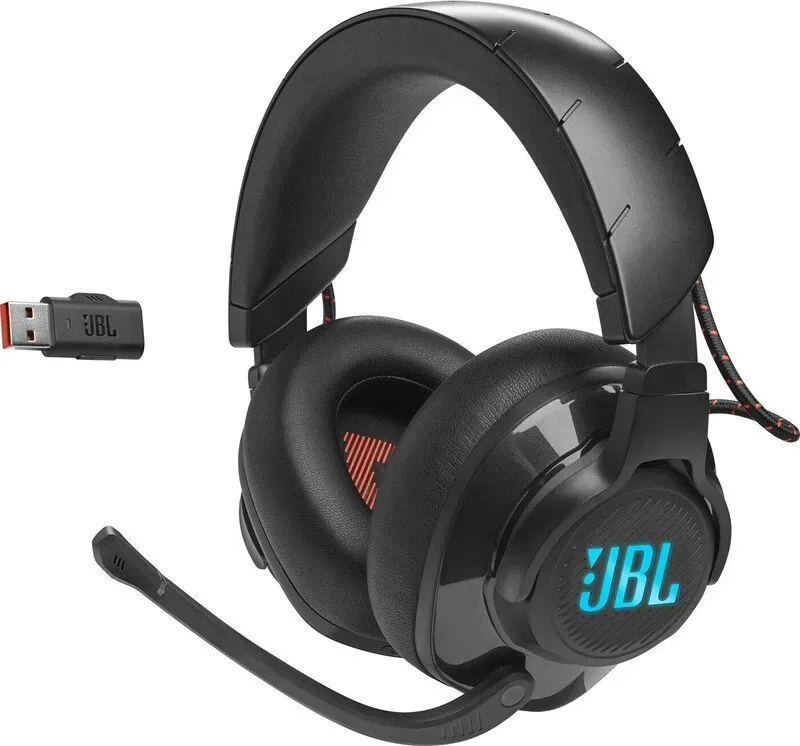 JBL Quantum 610 Over-Ear Gaming-Kopfhörer - kabellos 2,4 GHz und 3,5 mm Klinke - mit hochklappbarem Boom-Mikrofon und QuantumSurround Sound - Schwarz