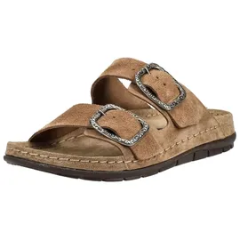 ROHDE Damen Pantolette mit zwei Schnallen aus Velourleder Rodigo-D 5893, Größe:39 EU, Farbe:Beige - 39