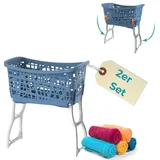 GarPet 2er Set Wäschekorb mit Füßen Wäschewanne Wäschekorb mit Henkel und Beinen klappbarer Wäsche Korb groß Kunststoff Ständer 44 L