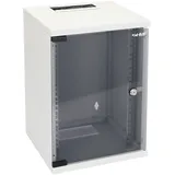 HMF 63409-07 Serverschrank 10 Zoll, 9 HE, 300 Mm Tiefe, Voll Montiert, Glastür, Lichtgrau