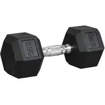 Homcom Hexagon Kurzhantel Griff Gerändelt Gewichte Metall Gummi Schwarz 1x12,5Kg