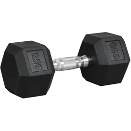 Homcom Hexagon Kurzhantel Griff Gerändelt Gewichte Metall Gummi Schwarz 1x12,5Kg