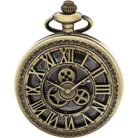 Tiong Gears Taschenuhr Vintage Hohl Steampunk Taschenuhr mit Kette für Herren
