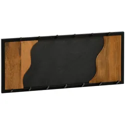 KADIMA DESIGN Wandgarderobe Mango Massivholz / Steinoptik 80x36x6 cm, Hakenleiste für Jacken, Schals und Mützen, Flurgarderobe mit Wellenmuster, Garderobe Wand