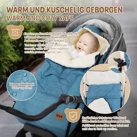 joyz Babyfußsack, 94x48x10 cm Jeans-Blau aus Polyester Joyz