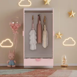 [en.casa] Kinderkleiderschrank Sandnes 123 x 60 x 40 cm Rosa
