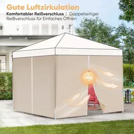 Sekey Seitenwände für Pavillon 3x3 2 Stück Khaki 3 x 3 m