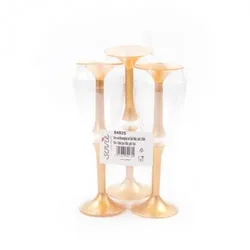 Sovie Tableware Sektgläser mit Stiel aus PS, Gold, 160cc, 6 Stück - Einweg