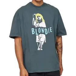 RE:COVERED X BLONDIE Herren T-Shirt mit Singing Blondie Print Alltags-Shirt Baumwoll-Shirt Oversize-Shirt MMESY126 Dunkelgrau - M
