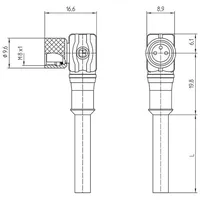 Lutronic 1049 Sensor-/Aktor-Steckverbinder, konfektioniert M8 Kupplung, gewinkelt 2.00m Polzahl: