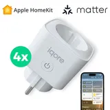 4er Set WLAN Funksteckdosen mit Strommessung, kompatibel mit Apple HomeKit / Matter, Alexa, Google, Tuya, App Steuerung, Smart Plug, WiFI Steckdose