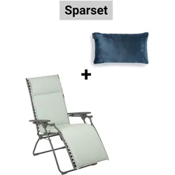 Sparset Outdoor Relaxliege BAYANNE Jade / Gestell Titane + Kissen