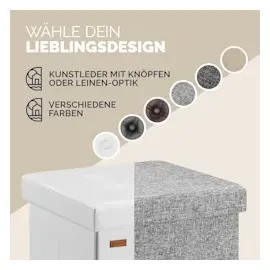 CASARIA Sitzhocker Weiß Kunstleder 38x38x38cm faltbar
