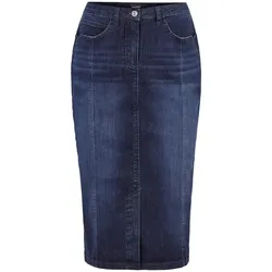 Jeansrock GOLDNER "Jeansrock im 5-Pocket-Stil", Damen, Gr. 52, blau (marine), Obermaterial: 83% Baumwolle CO. 15% Polyester PES. 2% Elasthan EL., Röcke Jeansrock, Gehschlitz in vorderer Mitte