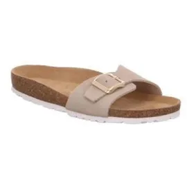 ROHDE Damen Pantolette Leder Tieffußbett Schnalle Alba 5589, Größe:38 EU, Farbe:Beige - 38