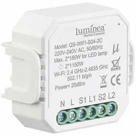 Luminea Home Control WLAN-Unterputz-2-Kanal-Lichtschalter mit App & Sprachsteuerung