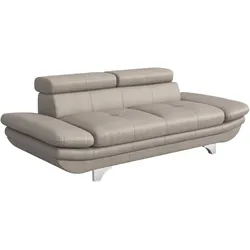 2-Sitzer COTTA "Enterprise", grau, B:218cm H:91cm T:104cm, Softlux-Kunstleder;Luxus-Kunstleder, Sofas, Big-Sofa, mit Armteilverstellung & Kopfteilverstellung