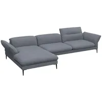 FLEXLUX Ecksofa Salino, Funktionssofa mit Recamiere, Relaxsofa, Ecksofa, Sofa mit Arm- und Kopfteil-Verstellungen, Kaltschaum & Stahl-Wellen blau