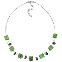 Gallay Perlenkette Drahtkette Würfel hellgrün-marmoriert Kunststoffperlen 45cm (1-tlg) grün