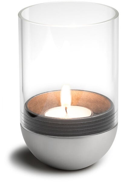 Windlicht Gravity Candle höfats silber, Designer Thomas Kaiser, Christian Wassermann, 13 cm