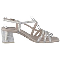 Paul Green Sandalette 6042-033, Rauleder, Beige, Damen SUPER Soft Frauen Riemchensandalen,Silber Metallic (Mineral),38.5 EU / 5.5 UK