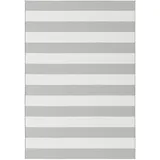 mokebo Outdoor Teppich 'Der Gestreifte' XXL (200x290 cm) extragroßer Terrassenteppich, wetterfest & lichtecht, Teppich-Aufleger für Balkon, Terrasse und Garten, Grau Weiß
