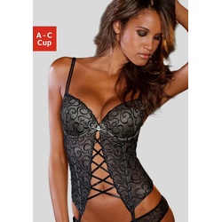 Corsage LASCANA Gr. 75, Cup C, schwarz Damen Corsagen mit Push-up und aufregender Stickerei, sexy Dessous