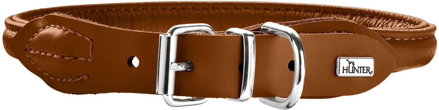 HUNTER ROUND & SOFT ELK Hundehalsband, Leder, weich, rund, fellschonend, 50 (M), cognac