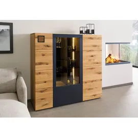 Massivmoebel24 Highboard 148 x 143 x 43,5 cm Natur geölt/lackiert / Beige
