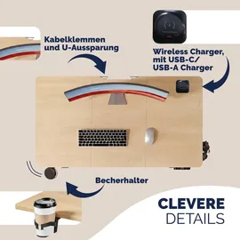 CASARIA Höhenverstellbarer Schreibtisch Beige