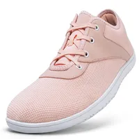 RUOMU Unisex Barfußschuhe Knit Barfuss Schuhe - Damen Herren Minimalistische Weit Barfussschuhe, Breiter Zehenbox Barfuß Sneaker, Rosa, Gr.41 - 41 EU Weit