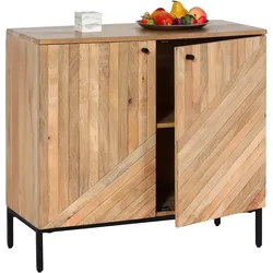 Highboard HWC-L95, Kommode Schrank Sideboard, Massiv-Holz Mango 86x90x43cm MVG-zertifiziert, natur
