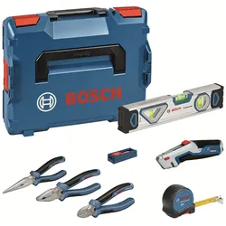 Bosch Handwerkzeug-Set 16tlg. Universalmesser Maßband Wasserwaage Zangenset