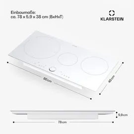 Klarstein Induktionskochfeld 3 Platten, Einbau-Induktionskochfeld mit 3 Kochfelder, 7000 Watt Induktionskochfeld, Induktion Kochfeld mit