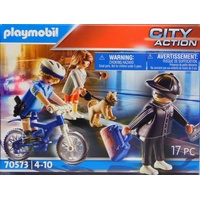 Playmobil 70573 Polizei-Fahrrad Verfolgung des Taschendiebs Polizist Hund NEU
