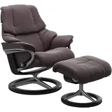 Stressless Stressless® »Reno«, (Set, Relaxsessel mit Hocker), mit Hocker, mit Signature Base, Größe S, M & L, Gestell Schwarz