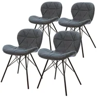 ML-DESIGN Stuhl Esszimmerstuhl Set mit Rückenlehne und Metallbeinen Küchenstühle (4 St), 4er Set Wohnzimmerstuhl Anthrazit Polster 48x50x74cm PU-Leder 50 cm x 74 cm