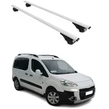 Omac Barres De Toit Pour Peugeot Partner Tepee 2008-2018 – Antivol Inclus – Charge Max 75 Kg – 2 Barres Argent