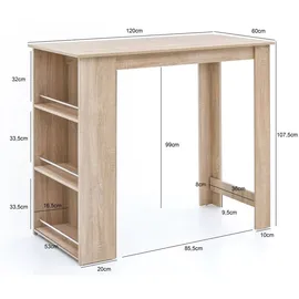 Wohnling Bartisch Sonoma Holz