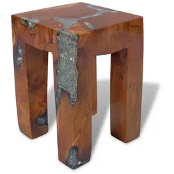 Hocker Massivholz Teak und Harz