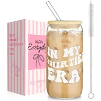 AOOTE Glas mit Deckel und Strohhalm, 500 ml Trinkglas mit Deckel & Spruch, Personalisiert Gläser Aufmunterung Geschenke, Trinkgläser mit Deckels für Smoothie,Latte,Macchiato,Whiskey,Geschenk