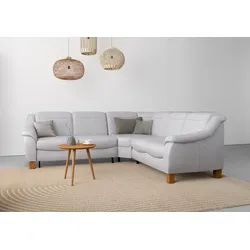 Ecksofa HOME AFFAIRE "Caldera L-Form", silber, B:270cm T:250cm, 100% Polyester, Sofas, Federkern, wahlweise mit Kopfteilverstellung, Bettfunktion, Bettkasten