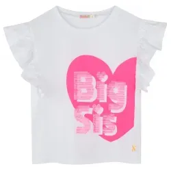 Billieblush für Mädchen. U21045 Big Sister T-shirt weiß (8años= 126cm), Lässig, Baumwolle, Kurzarm, Kinderbekleidung