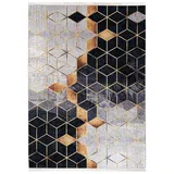 Mazovia Modern Teppich - Kurzflor Waschbar - Weich Teppich für Wohnzimmer, Schlafzimmer, Esszimmer – Teppiche Marmor Geometrische Muster - Grau 160 x 230 cm