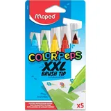 Maped Fasermaler XXL COLOR'PEPS BRUSH TIP, 5er Kartonetui - Transparent